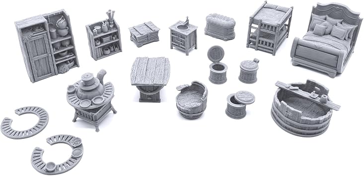 EnderToys City Furnishings by Printable Scenery, 3D Printed Tabletop RPG Scenery and Wargame Terrain 28mm Miniatures