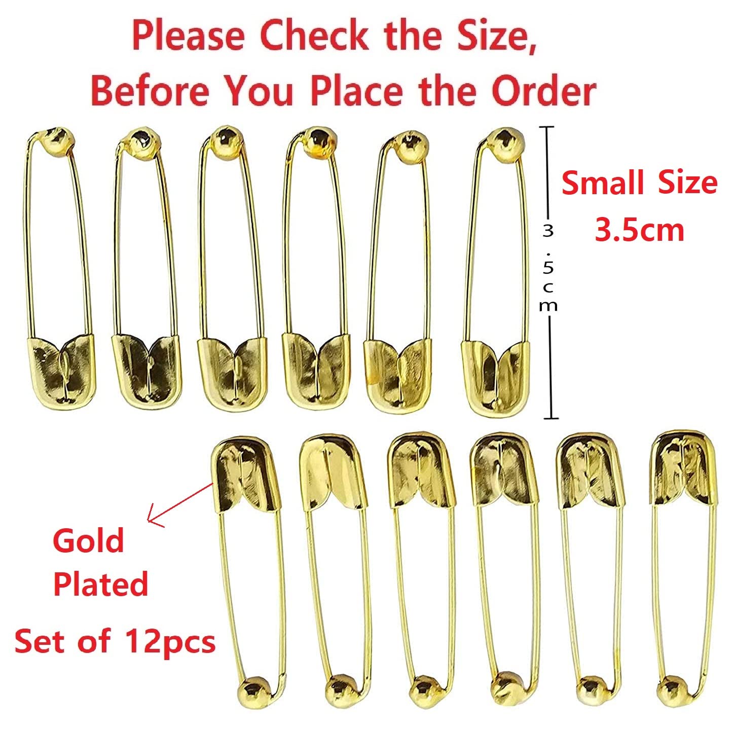 VAMA Fashions Premium Small Gold Safety Saree Nappy Lock pins Blanket Sweater Perfect Clothes Craft Sewing Baby Clothes Diaper Pinning Hijab Brooch pins for Women Girls 3
