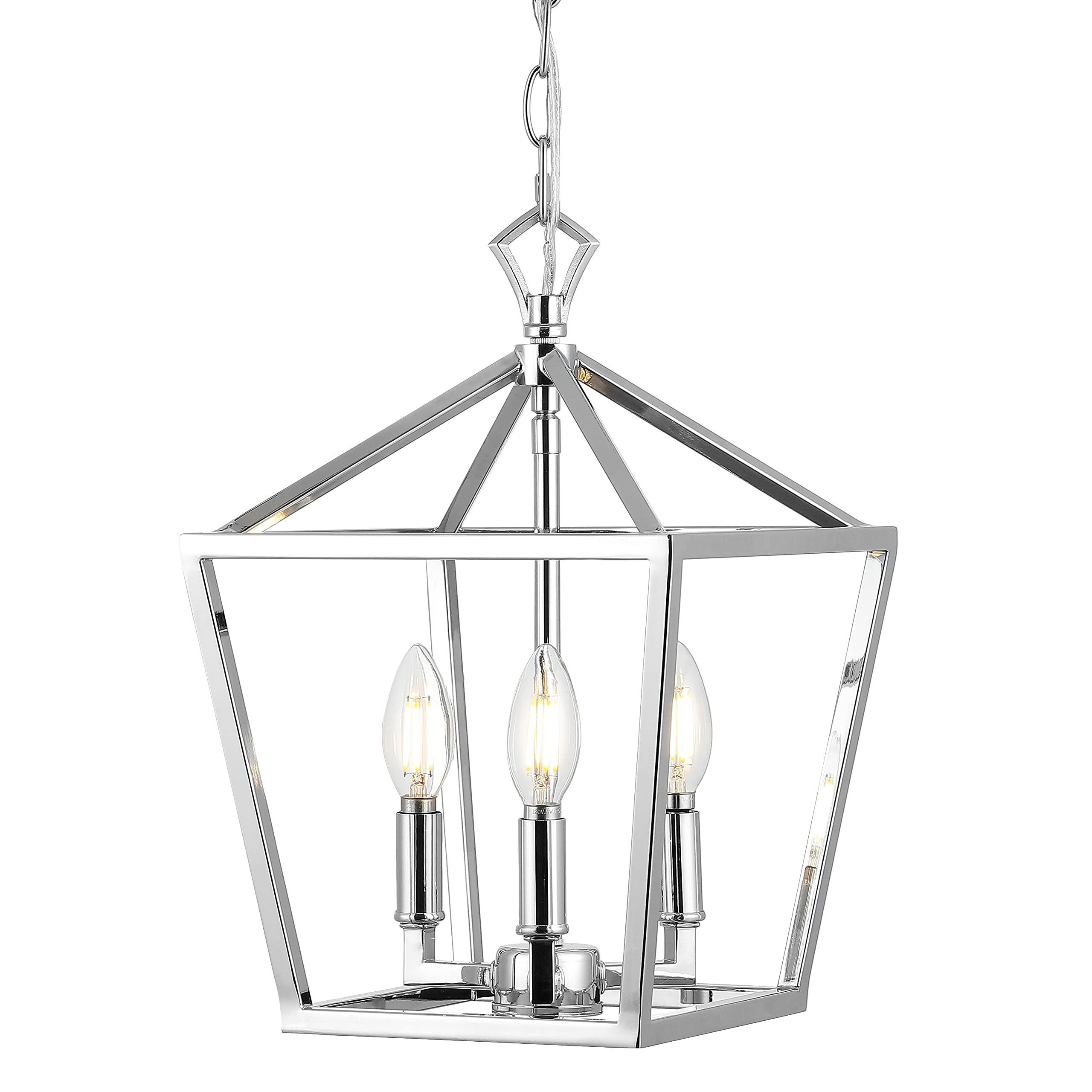 JONATHAN Y Ojai Pagoda Pendant Lantern 10", Chrome