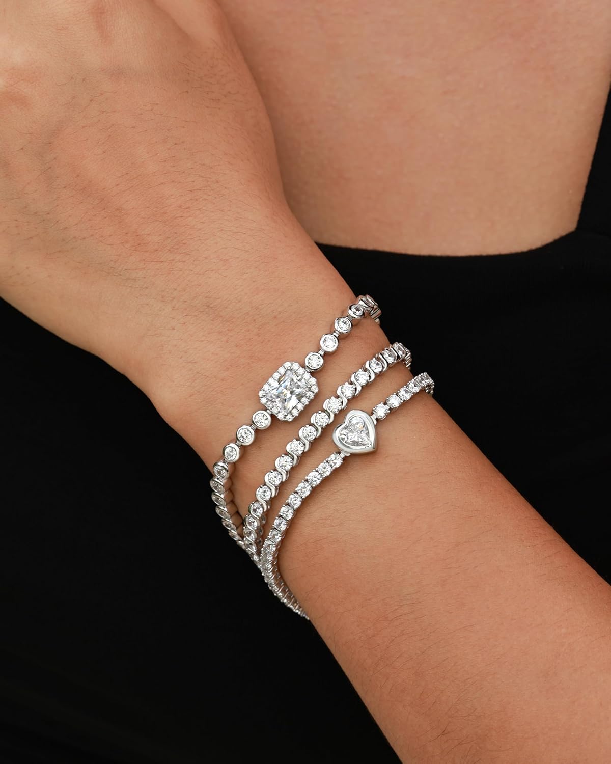 FANCIME 7mm Heart Birthstone Tennis Bracelet for Women Fine Jewelry Wedding Bridal Prom Birthday Gift for Women Her, Length 7 Inch - Image 4