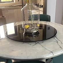 NURCIX Turntable Dining Table Centerpiece 32" Brown Tempered Glass Lazy Susan 39in Large Tabletop Rotating Tray Serving Plate Round with Swivel Assist System Polish Edge Thick 10mm Size 60cm/24in