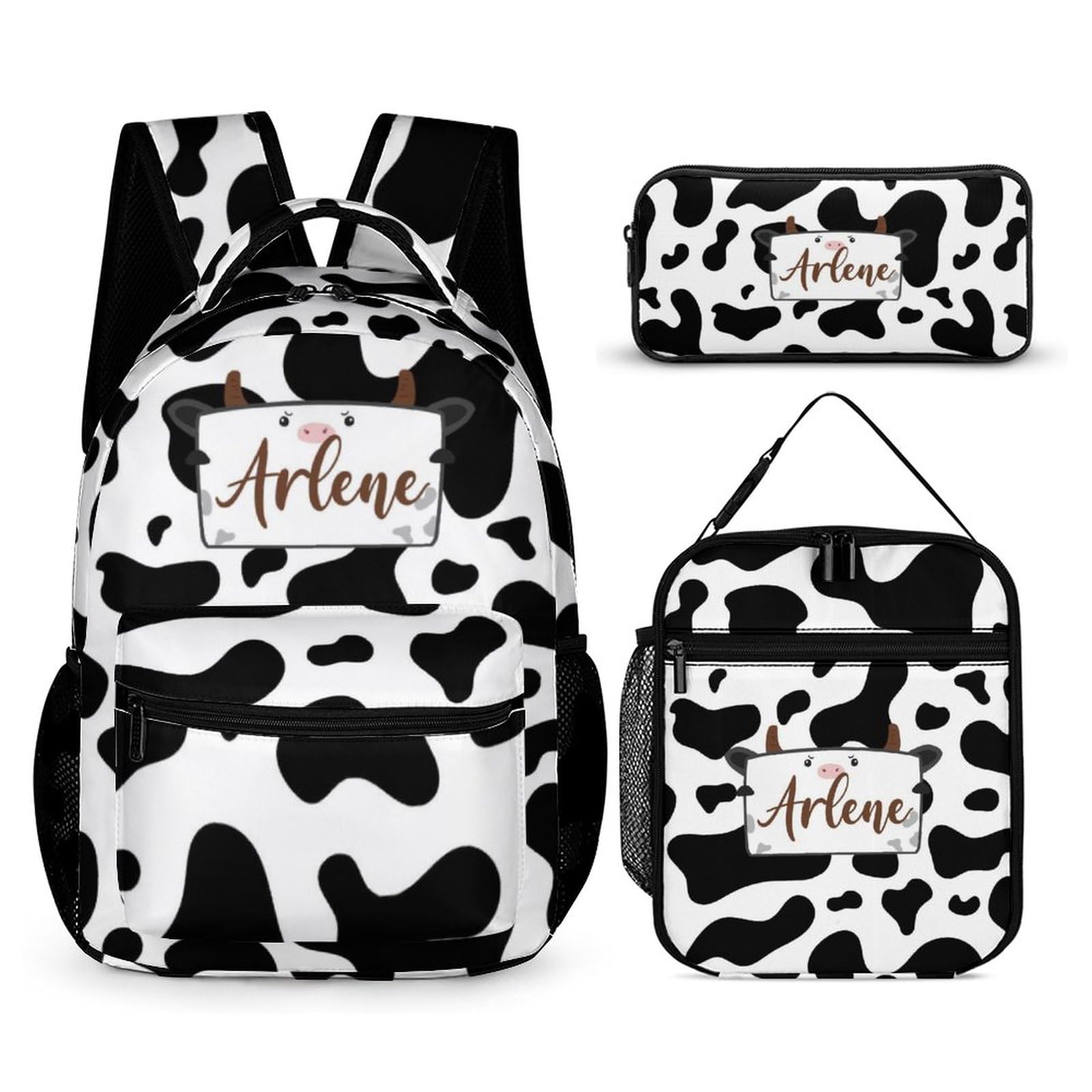 QGTHKLP Personalized Cow Print Backpack With Name Customized Casual Backpack Laptop Backpack Travel Backpack For Travel Camping Gifts For Men Women (