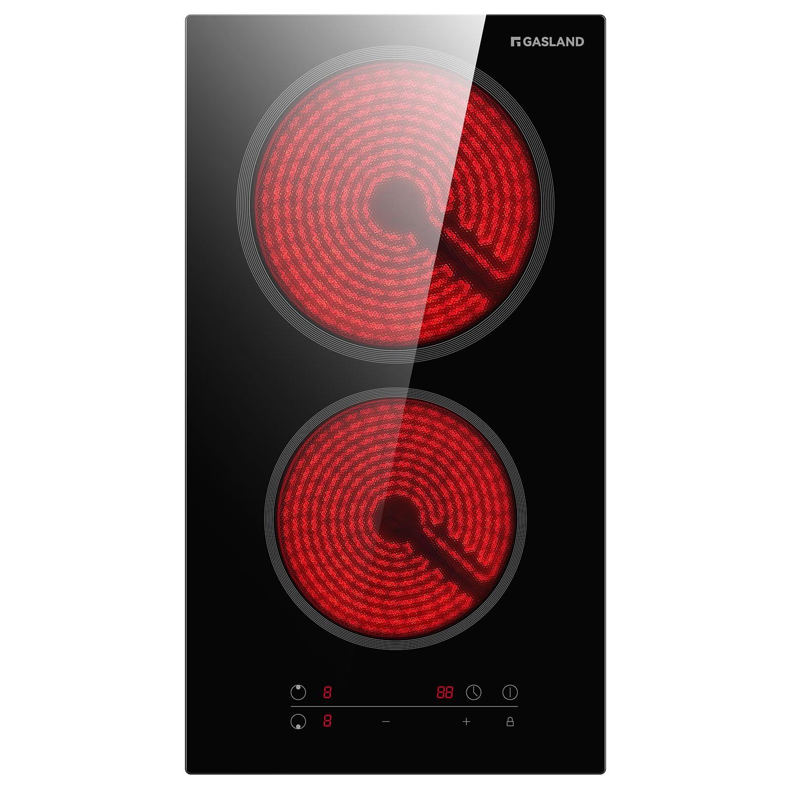 GASLAND CH30BF Placa de Cocción Vitrocerámica Integrable, Placa de Cerámica Eléctrica de 30cm - Placa 3000W, 2 Zonas, Negra, Integrada, Panel Táctil, (Sin enchufe)