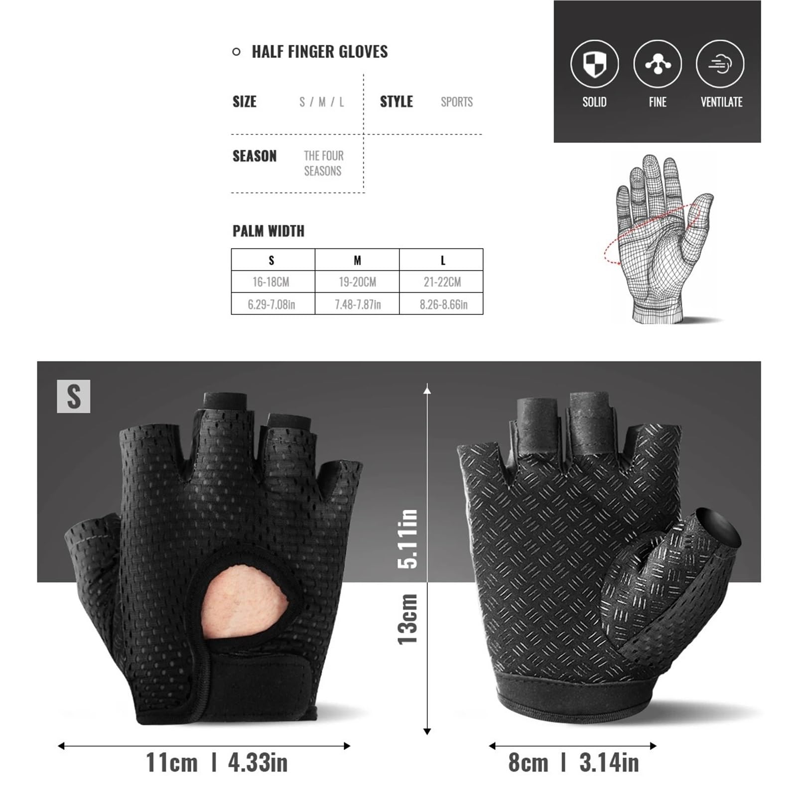 Artículos Esenciales para el hogar, Guantes de Gimnasio para Mujer, Transpirables, de Medio Dedo, Antideslizantes, para Ciclismo, Levantamiento de PES