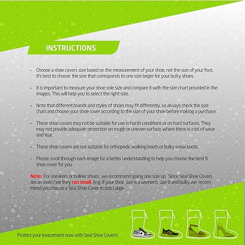 Miniatura 13 de SEAL Fundas impermeables para zapatos, fundas reutilizables para zapatos de lluvia con suela antideslizante y cremalleras grandes, fundas