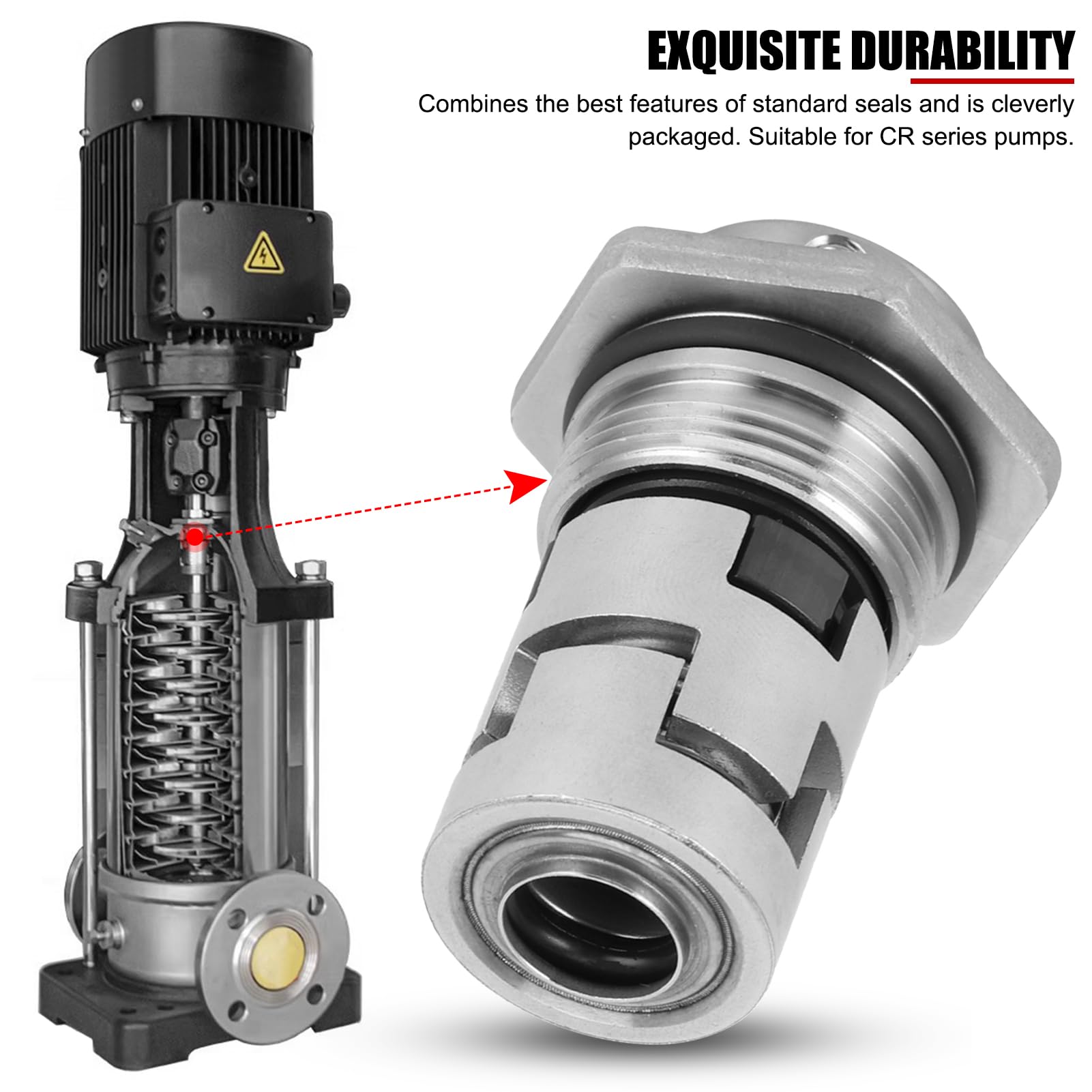 Sostituzione della guarnizione meccanica in acciaio inossidabile 304 EVTSCAN, con guarnizione in carburo silicio, diametro albero 12 mm, per pompa centrifuga multistadio verticale della serie CR