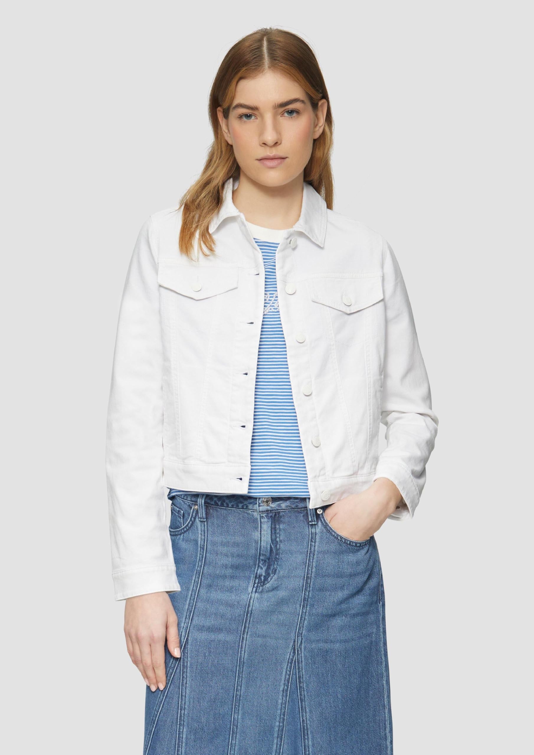 s.Oliver Elastische Jeansjacke mit seitlichen Eingrifftaschen