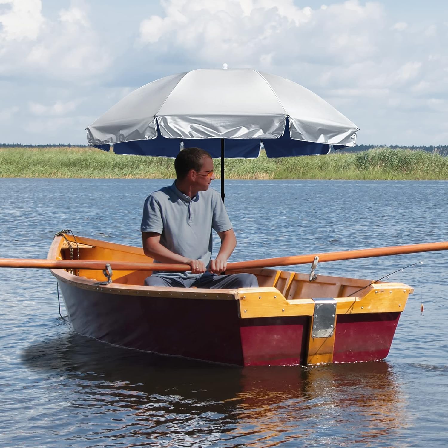 G4Free UPF 50+ Universal Clamp On Umbrella Adjustable Outdoor UV Protection Beach Chair Umbrella for Strollers, Wheelchairs, Patio Chairs, and Golf Carts