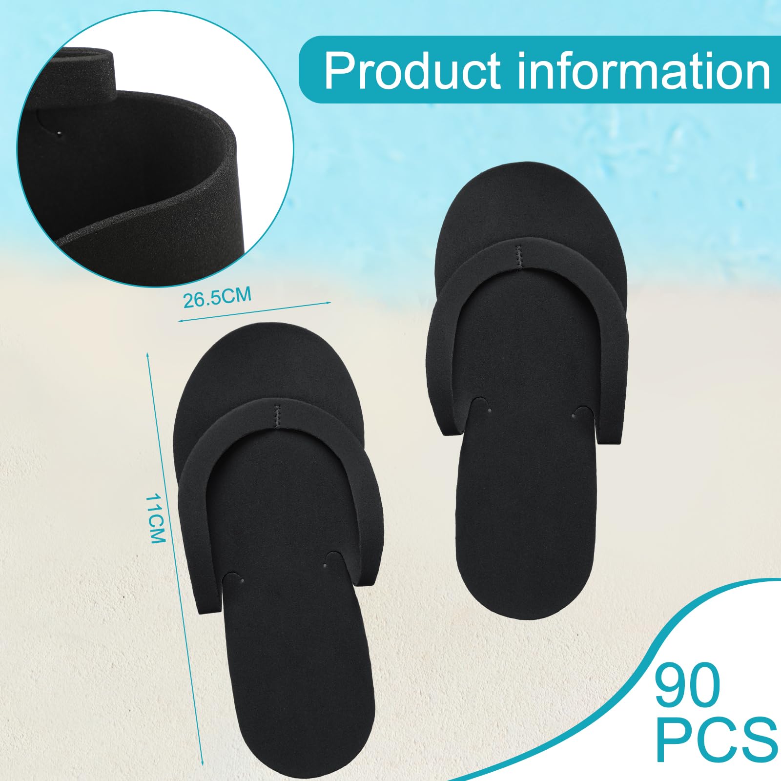 Mepase 90 Paar Pedi-Hausschuhe, Einweg-Flip-Flops, Schaumstoff, Spa, Pediküre, Hausschuhe für Gäste, Damen, Herren, Fußnagel, Salon, Partyzubehör, Dusche, Hotel, Gastgeschenke