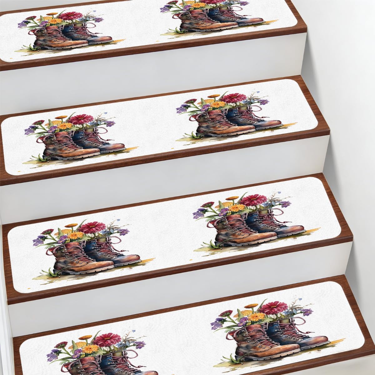 Protectores de escalera de interior Mexpekil antideslizantes de 7.8x30 de botas vaqueras