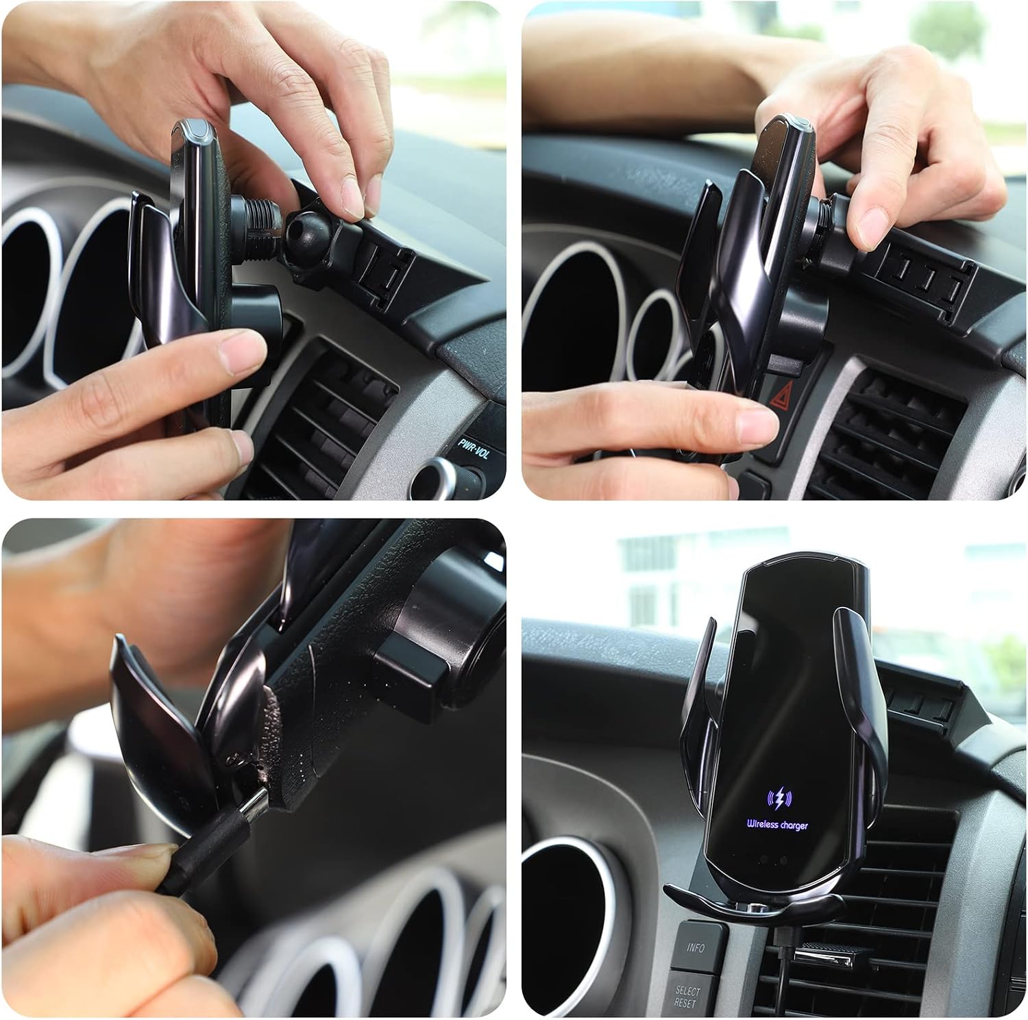 Center Console Car Mobile Phone Mount Compatible with Toyota Tundra 2007 2008 2009 2010 2012 2013,Dash Panel Multifunctional Phone Holder,Navigation Bracket (Style C)