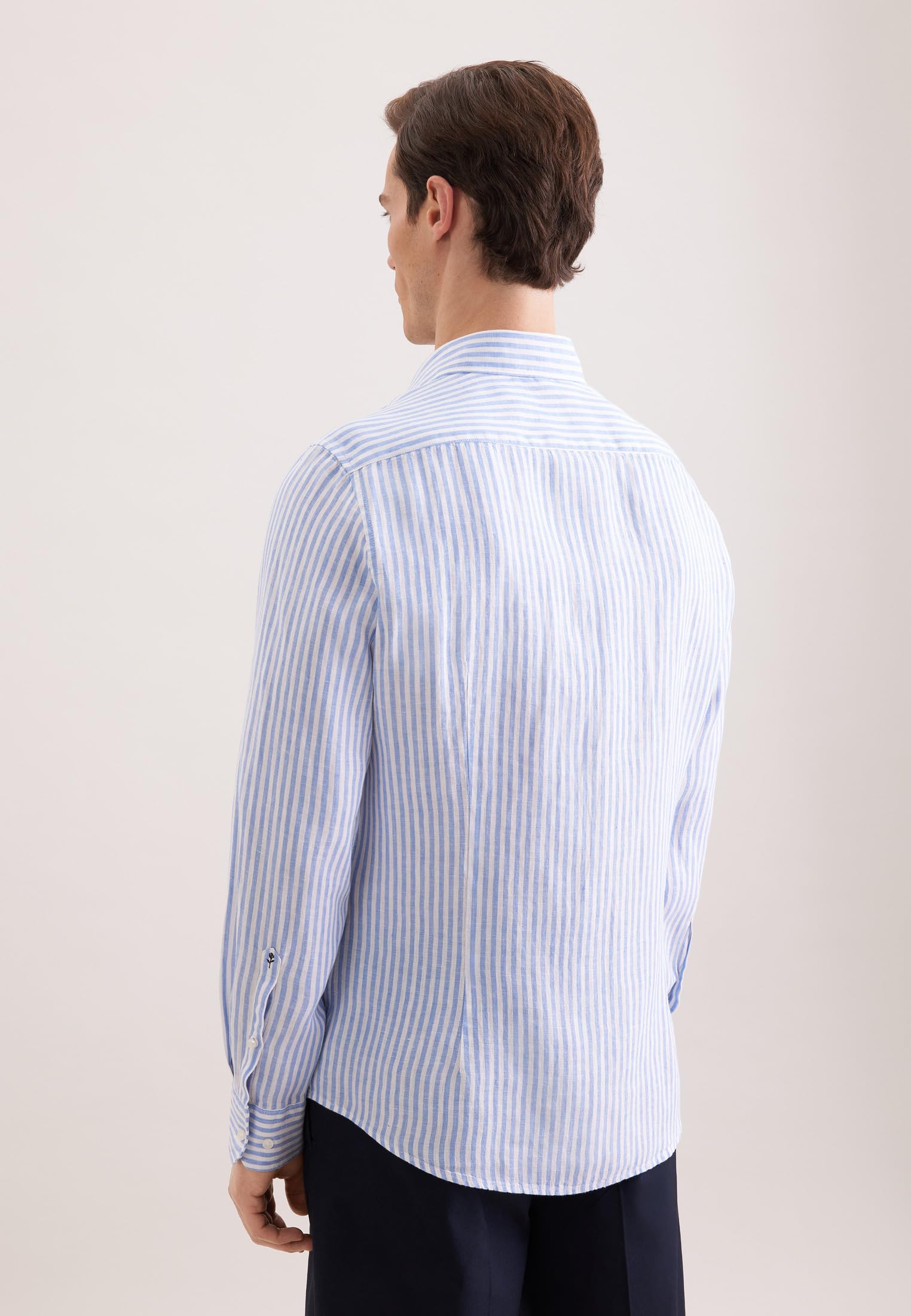 Seidensticker Herren Slim Fit Langarm Leinenhemd Business-Hemd
