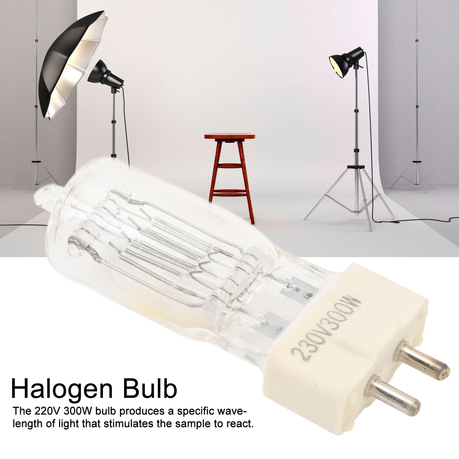 Lampadina Alogena 300W 220V G9.5 Vetro Plastica 2900K 300 Lm con Filamenti di Tungsteno Ad Alte Prestazioni, Specializzata per la Fotografia