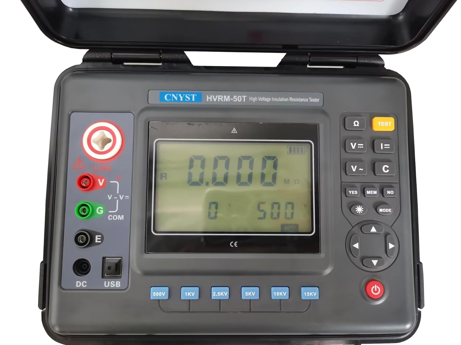 High Voltage Insulation Resistance Tester 15kV HV Insulation Tester Insulation Test Voltage with Voltage Adjustment 250 500 1000 2500 5000V 10KV Resistance Range 0.01MΩ～50TΩ Connectable to Computer