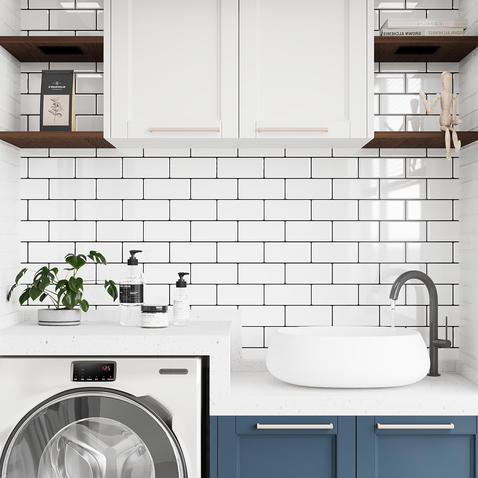 Smart Tiles Piastrelle Adesive 3D per Cucina e Bagno Subway Grigio, 10 Mattonelle Adesive 27,81x24,64 cm, Paraschizzi Cucina, Resistente al Calore, Pannelli Decorativi, Prodotto in Canada
