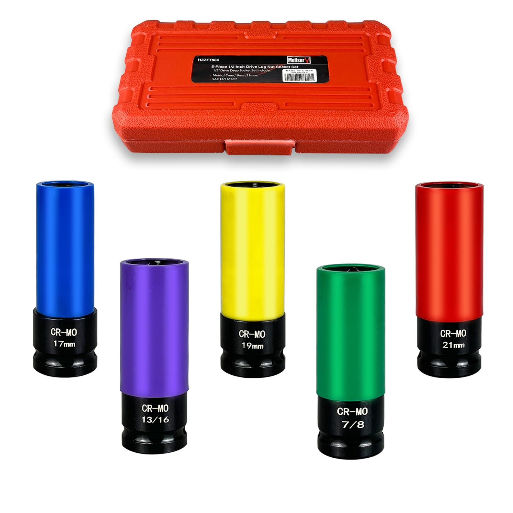MeilsurY 5-Piece 1/2" Drive Wheel Protector Impact Socket Set, Non-Marring Protective Wheel Lug Nut Impact Socket Set includes Metric sizes 17, 19,
