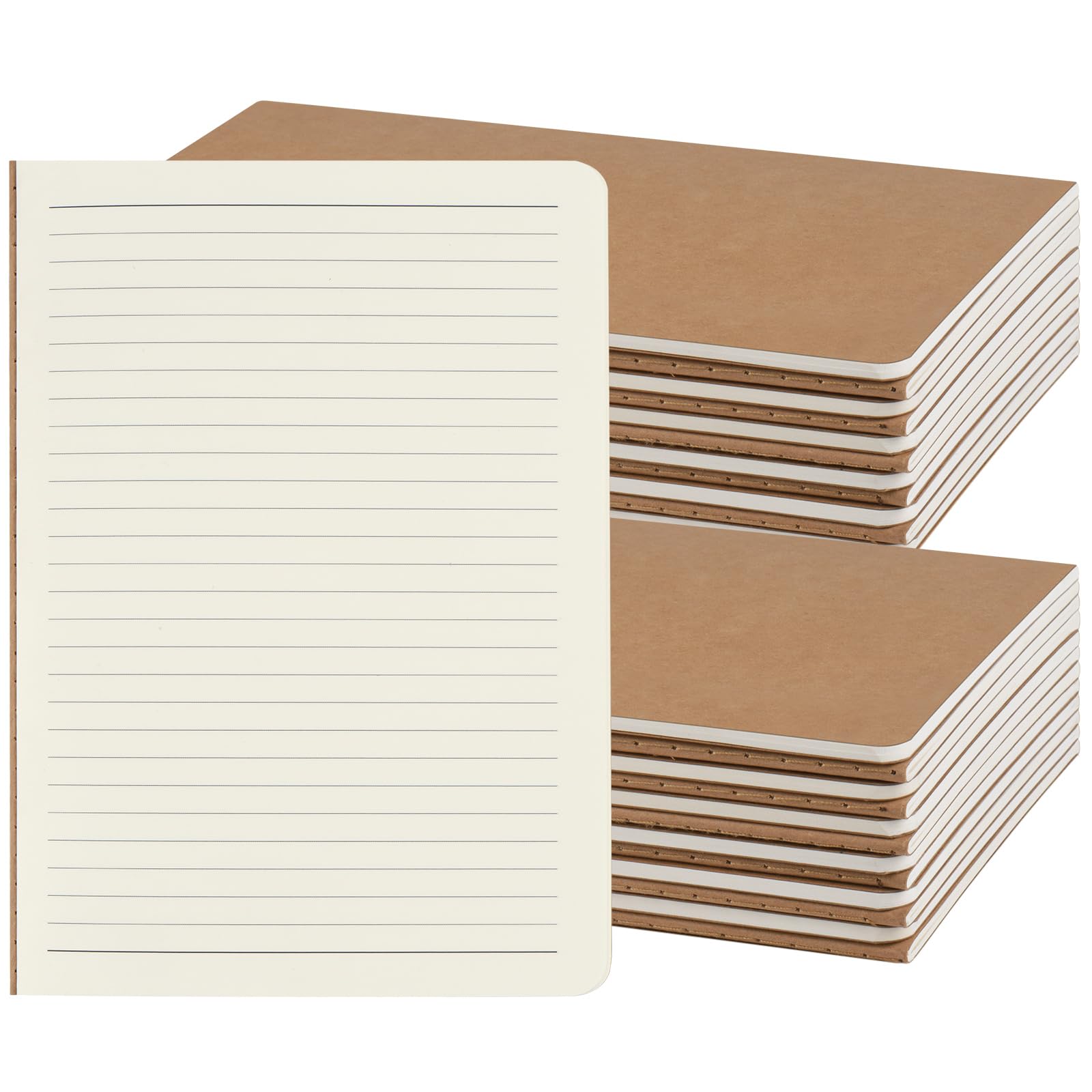 ZCZN 24 Pack A5 Kraft Notebooks Bulk, 8.15x5.5 Inches Lined Paper Journaling Notebooks, Notebooks for Work, Composition Notebooks for School, Journal