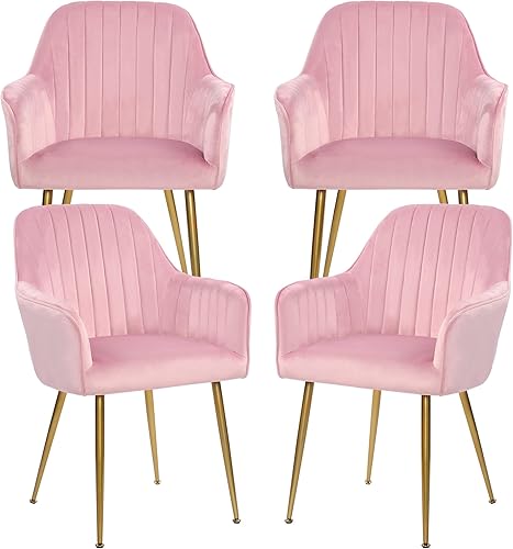 Miniatura 14 de thksbought Juego de 2 sillas de terciopelo y sillas decorativas tapizadas con patas chapadas en oro para sillas de sala de estar (gris) Conjunto