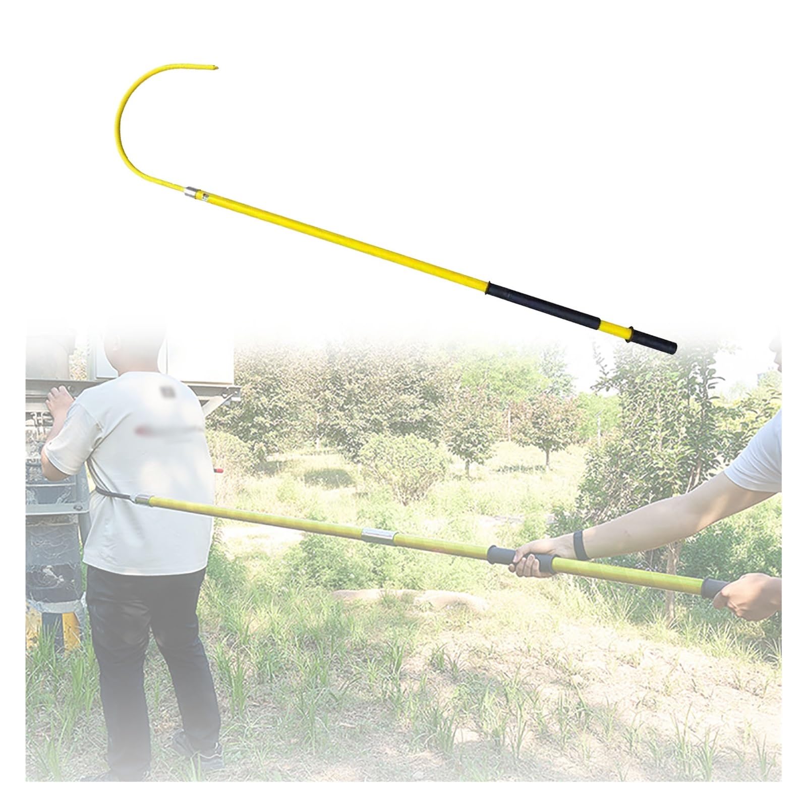 Jyhhcys Yellow Insulated Rescue Hook, 10 Kv 35 Kv 110 Kv 220 Kv, High Voltage Electrical Safety Hook With Fiberglass Pole, Non-Conductive Emergency Rescue Tool(,1.5M/4.9Ft-35 Kv)