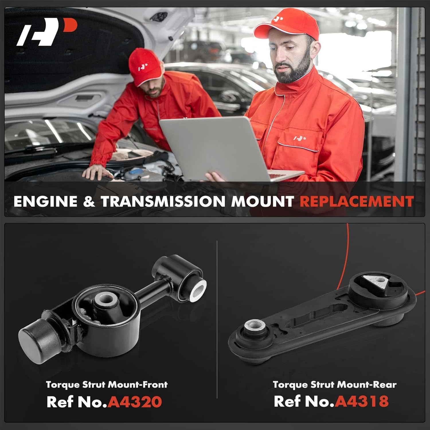 A-Premium Front and Rear Torque Strut Mount Kit Compatible with Nissan Versa 2007-2012, Cube 2009-2014, 1.8L, 2-PC Set, Replace# 11360ED000, 11360EL00A