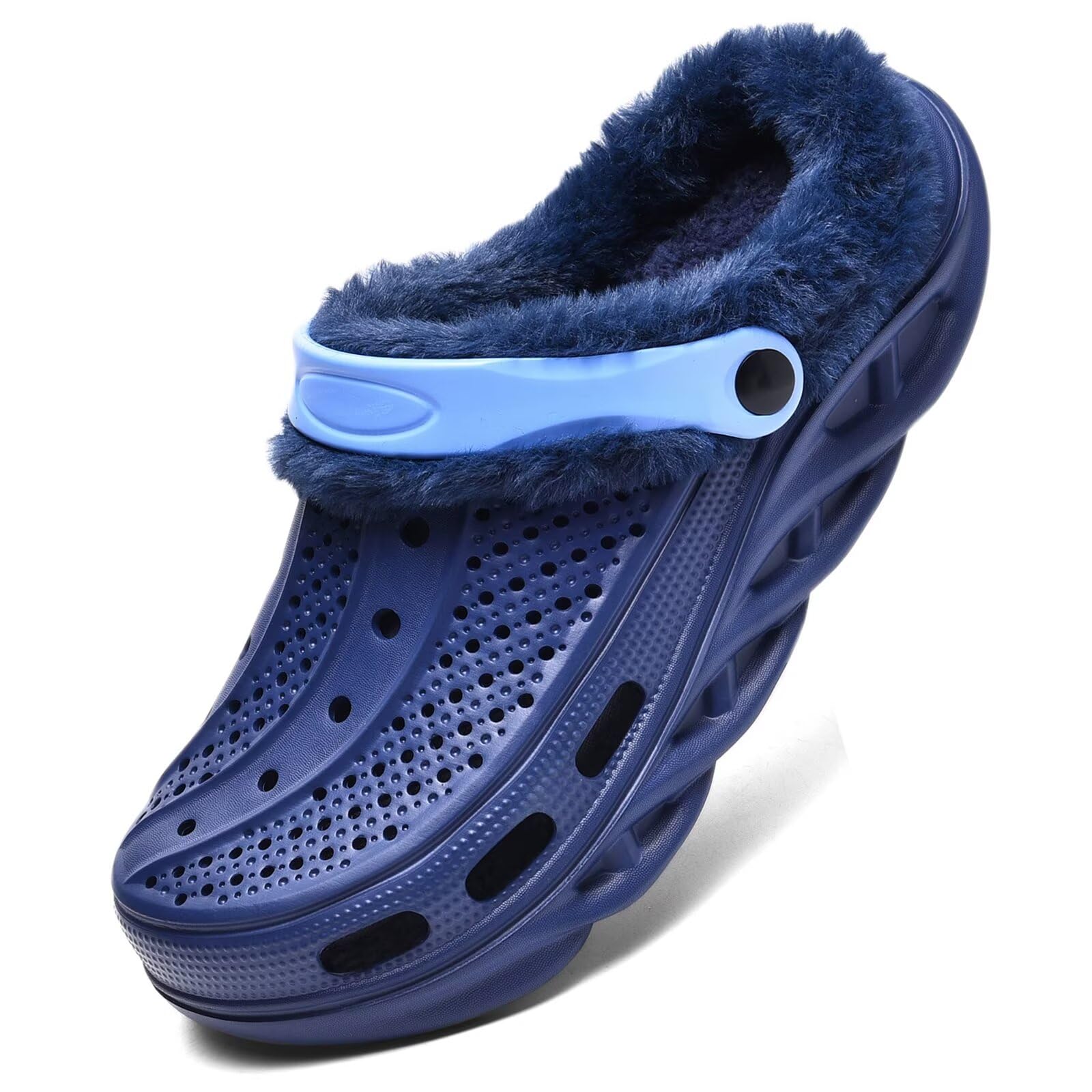 GULAKY Clogs & Pantoletten für Herren Gefüttert Gartenschuhe Hausschuhe Damen Plüsch Orthopädische Schuhe Sandalen,M Navy Blue,3839