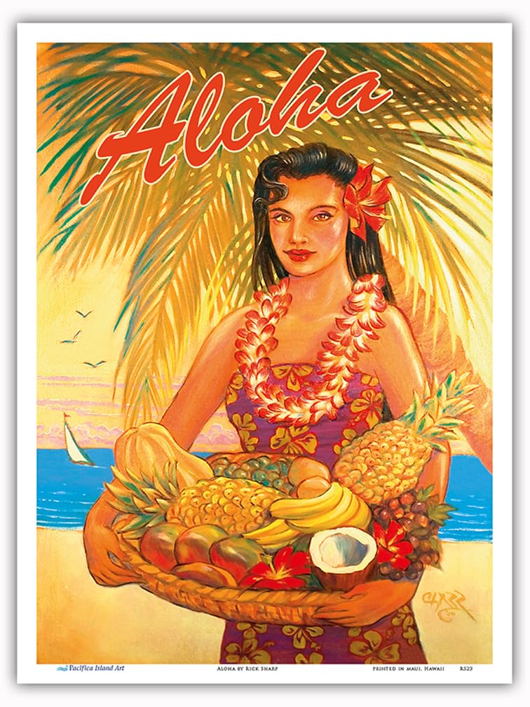 Amazon.com: Aloha Fruit Basket - Hawaii Woman (Wahine) Poster