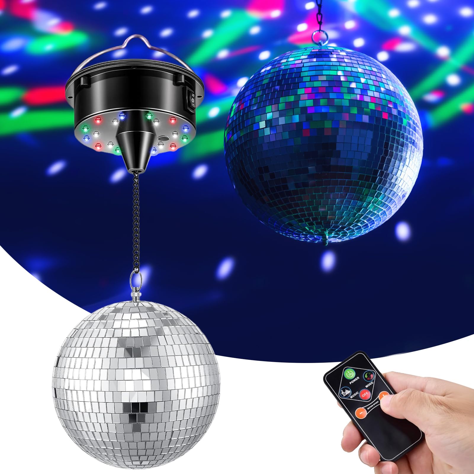 Palla Da Discoteca Palla A Specchio, 15 Cm Palla Da Discoteca Rotante Luce Da Discoteca Luci Da Festa Luci Motorizzate Con Telecomando Per Feste (velocità regolabile)
