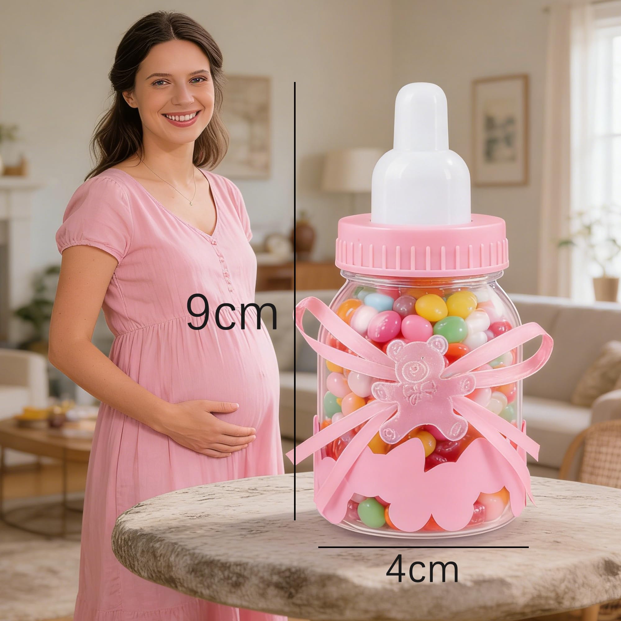 30 Bouteilles En Plastique En Forme De Biberon Pour Bonbons - Fêtes De Baptême, Baby Shower - Décoration Rose Mignonne