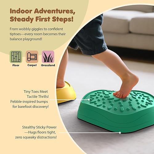 Vista 4 de Equilibrio Stepping Stones, juguetes sensoriales antideslizantes para niños pequeños para jugar al aire libre o interior, juego de piedras