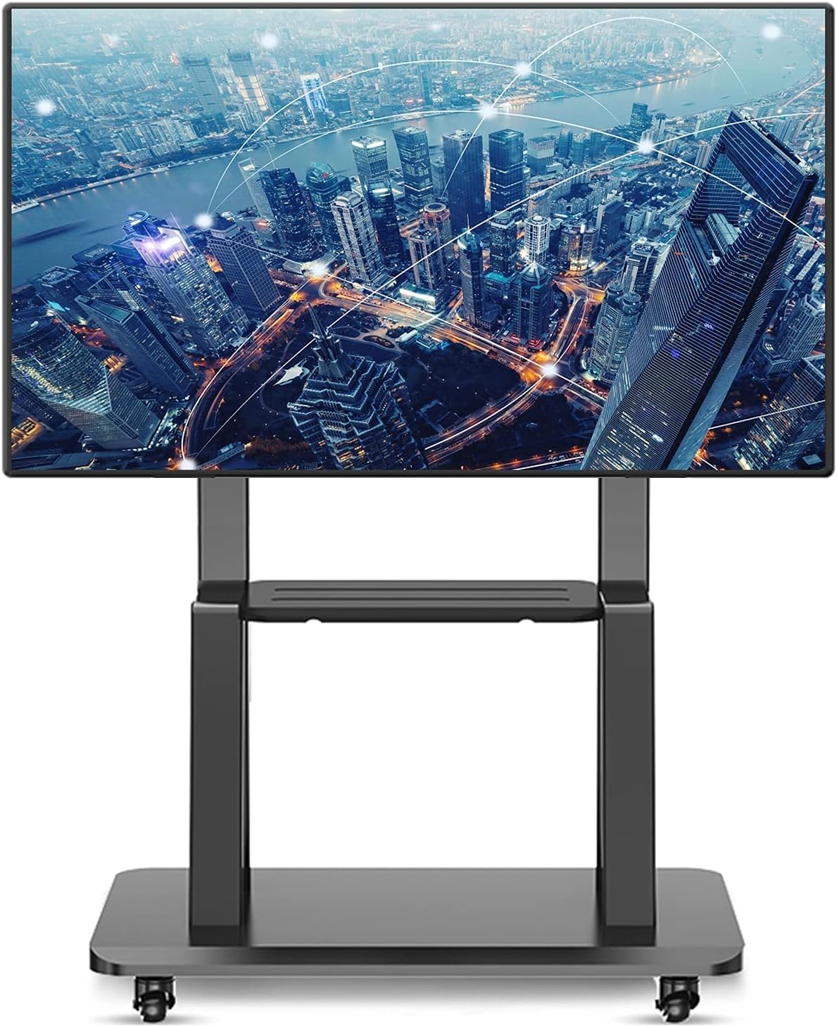 OLSKFUH Rolling Tv Stand, Mobile Tv Cart, Mobile Tv Stand, Adjustable Height Mobile Tv Stand With Storage Shelf Locking Wheels,