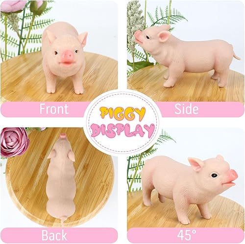 Miniatura 2 de Vollence Mini cerdo de silicona de 5 pulgadas, muñecas de silicona para niños, cerdo de silicona de cuerpo completo, lindo juguete realista de cerdo