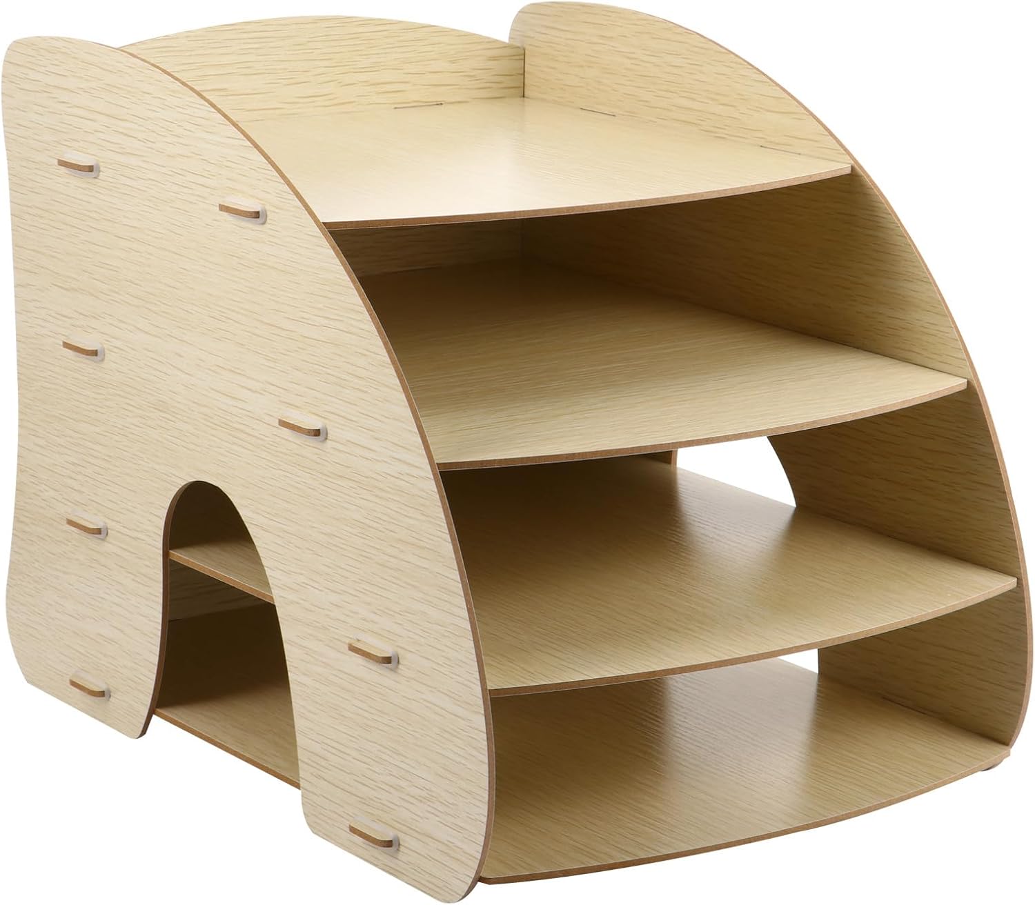 Multi-layer Wooden File Holder Oak Desktop Bookshelf A4 Paper Organizer Office Storage Rack for Desk Workspace