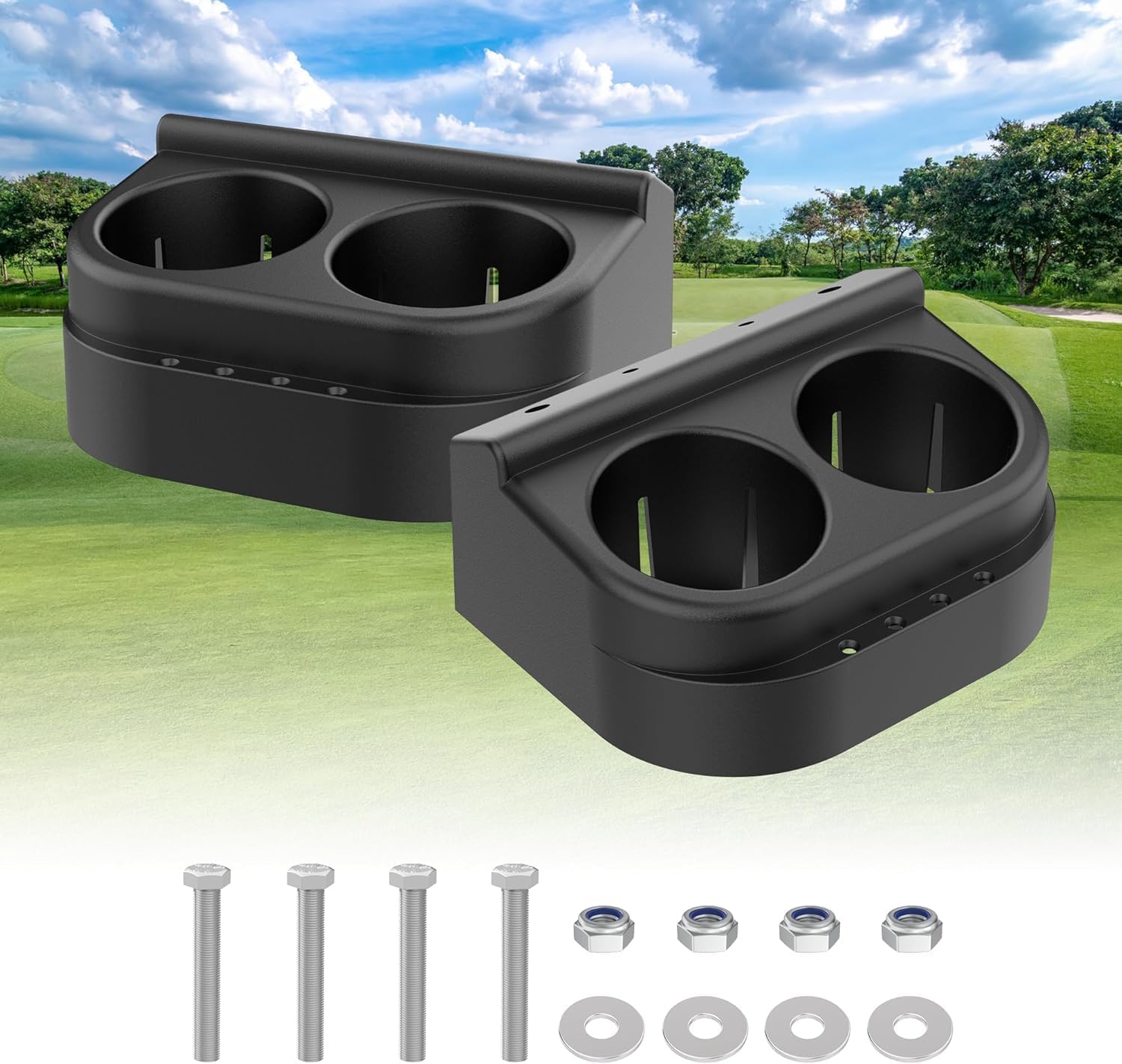 10L0L Golf Cart Dual Cup Holder for Club Car DS 1993-Up Gas & Electric, Golf Cart Storage Accessories, OEM# 1016811 101708301 (2 Pack)