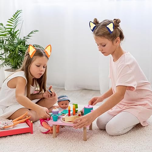 Miniatura 4 de 2 piezas de suministros de fiesta de cumpleaños de perro azul, accesorios para el cabello, diademas para orejas de perro para fiesta, decoración de