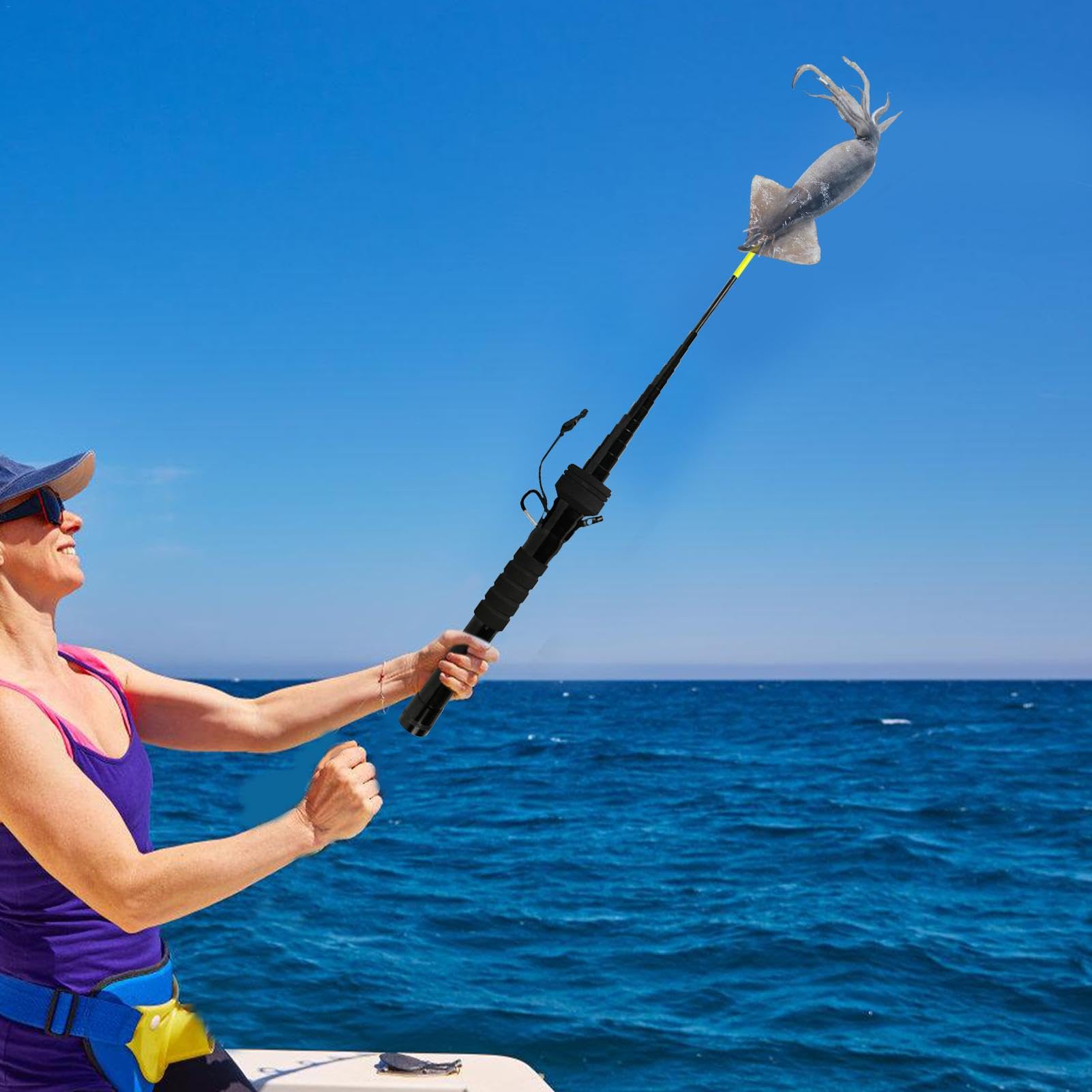 Fishing Gaff - Aluminum Fishing Spear Hook | Fish Gaff Pole Hook | Fishing Gripper Gaff | Steel Hook Fishing Gear for Outdoor Fishing Accessories, Saltwater, Freshwater, Boat and Ice Fishing