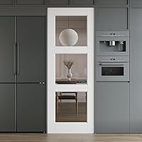 Vista 20 de 3-Lite - Losa de puerta de vidrio transparente templado de 18 x 80 pulgadas, coctelera interior pintable, adecuada para sala de estar, despensa