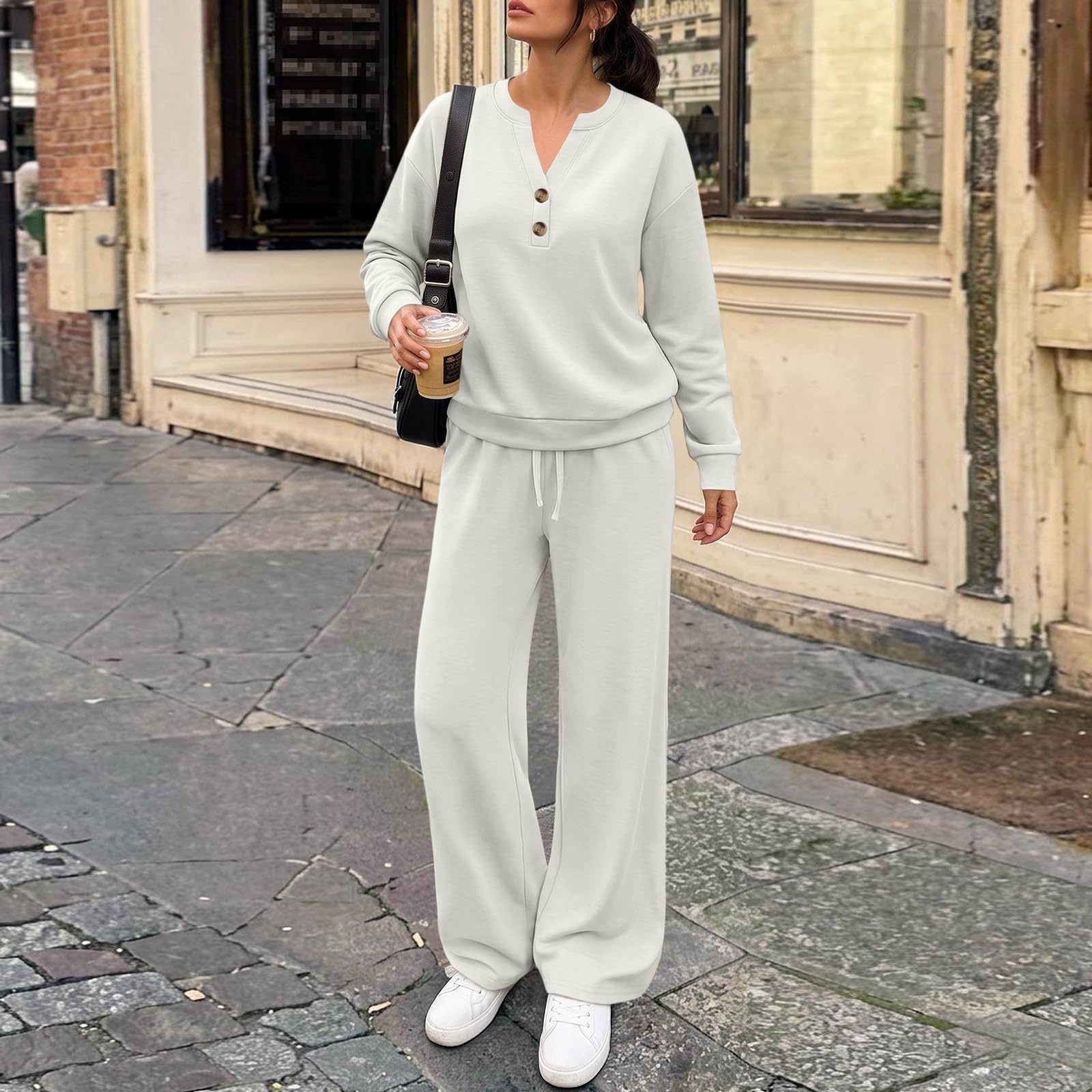 Genérico Chándal mujer, Conjunto de dos piezas largos, sudadera sin capucha y pantalón jogging, Conjunto correr, cómodos para otoño e Invierno entrenamiento