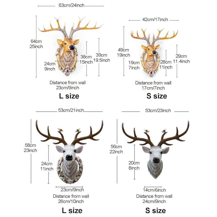 Amazon.co.jp: 鹿の角 剥製動物の頭部壁の装飾 樹脂製 動物