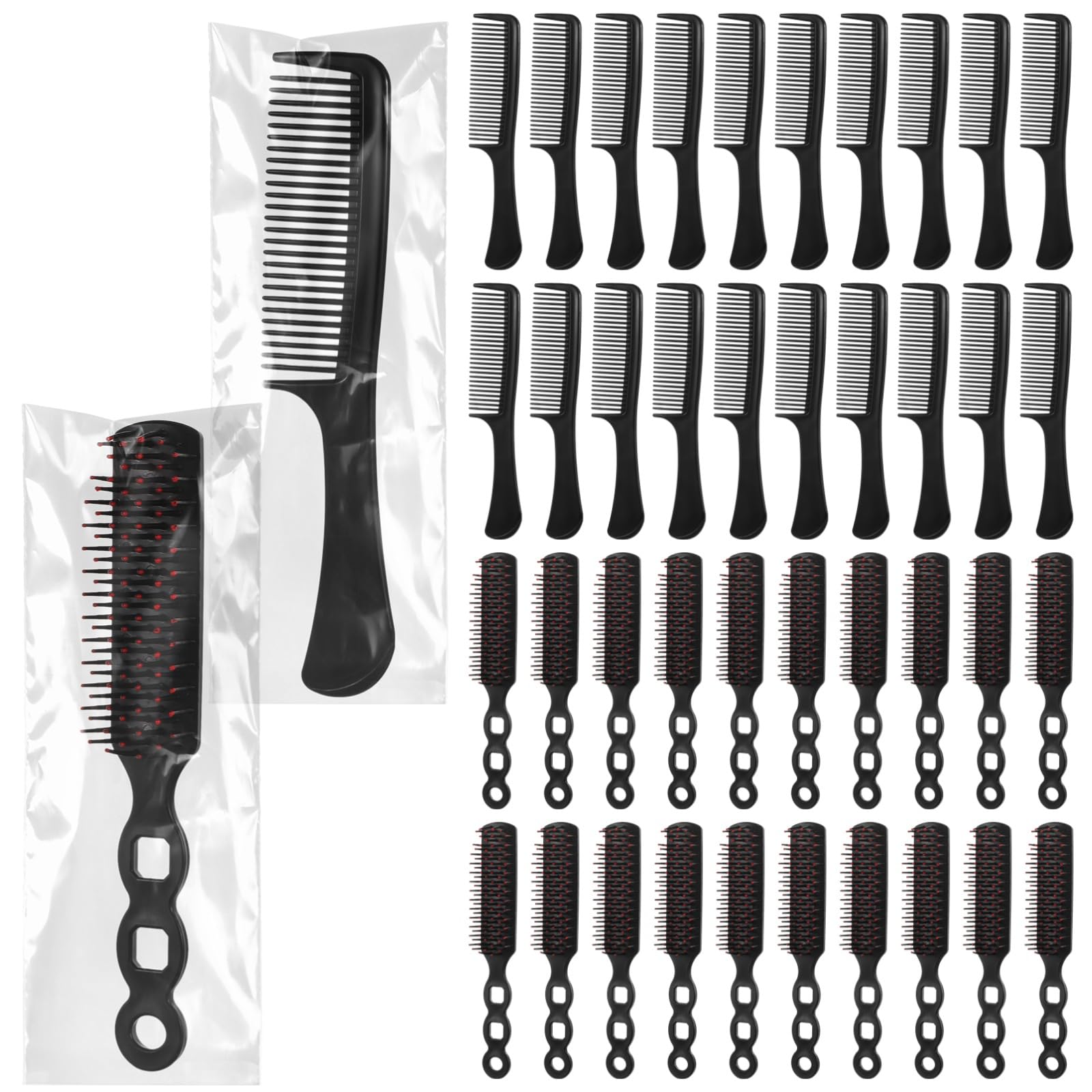 Hair Brushes, 48 Pcs Bulk Hair Brushes and Combs for Homeless Individually Wrapped Hairbrushes, Massaging Smoothing Comb Brushes