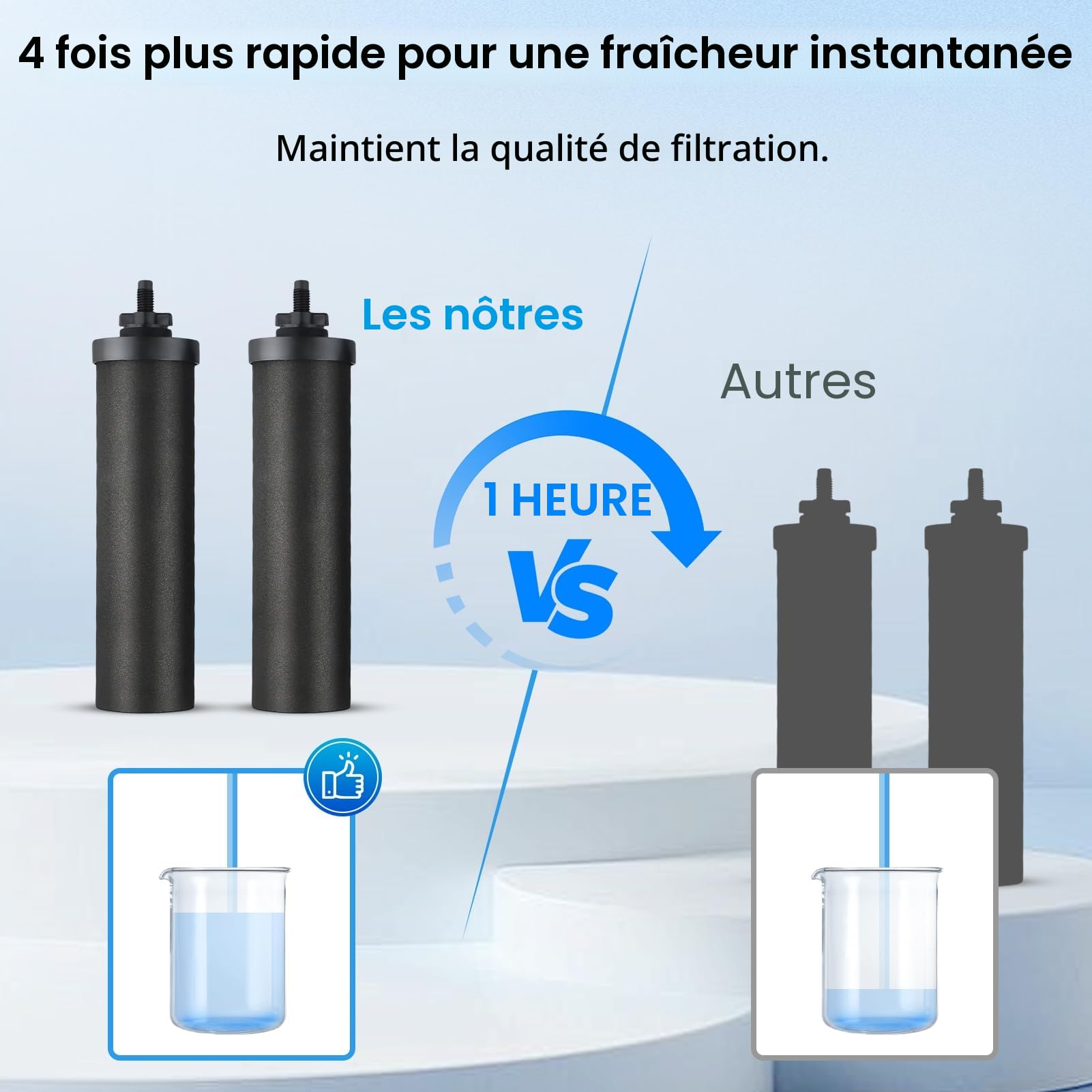 Filtre à eau de rechange, 2 filtre berkey à eau à charbon actif pour filtration par gravité, charbon actif eau purificateur d'éléments de purification pour extérieur filtre eau maison