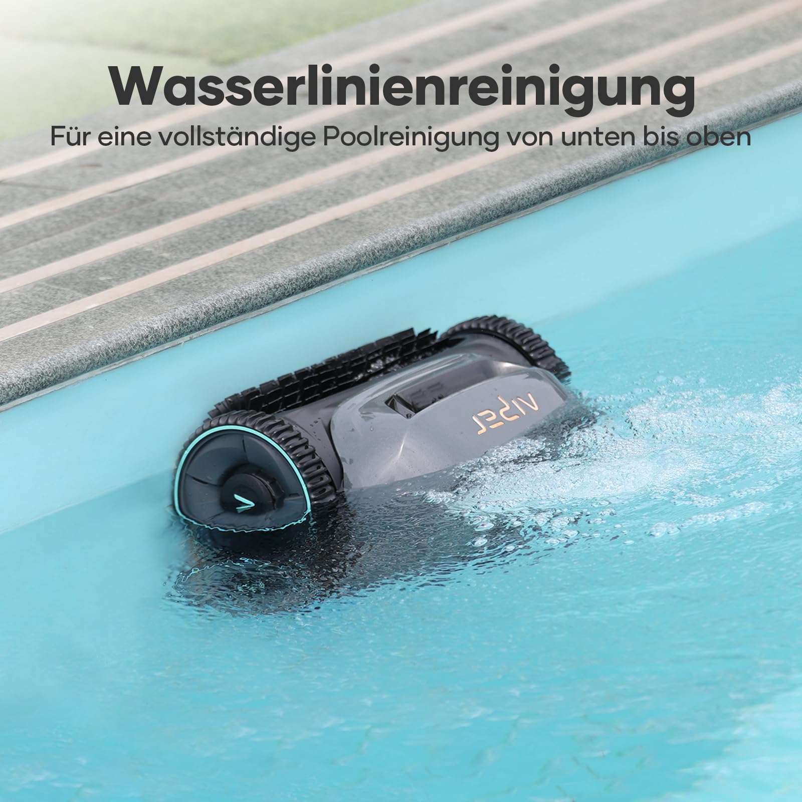 AIPER Poolroboter Boden und Wand, Quad-Motorensystem, WavePath Navigationstechnologie, 3 Reinigungsmodi, Wandklettern Poolroboter Ideal für Pool bis zu 150㎡(Generalüberholt)