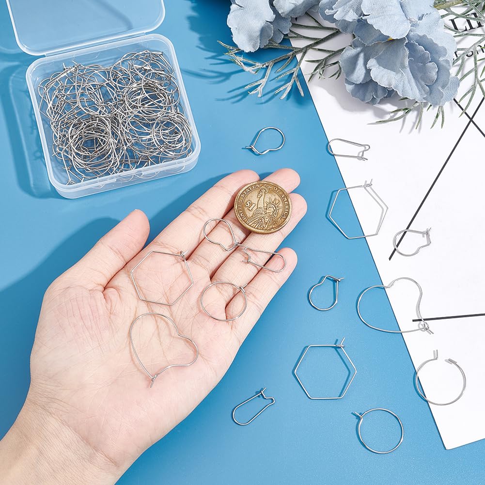 UNICRAFTALE 100Pcs 5 Styles Wine Glass Ring Stainless Steel Hoop Earring Wine Glass Charms Rings Beading Earring Hoops for Jewelry Making - Image 4