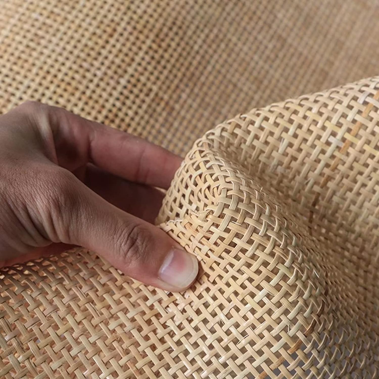 de ancho de ratán natural para muebles, correas de malla abierta, ratán, mimbre, ratán, ratán, rollo, material de bambú, tela para silla, armario, decoración del hogar (1, 50×200CM)