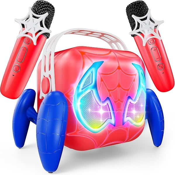 Web Hero Karaoke per Bambini con 2 Microfono Luci LED, Regalo Bambino 3-12 Anni Maschio Giochi per Bambini 3 4 5 6 7 8 9 10 11 12 Anni Regali Bambin Compleanno Festa Natale - 1