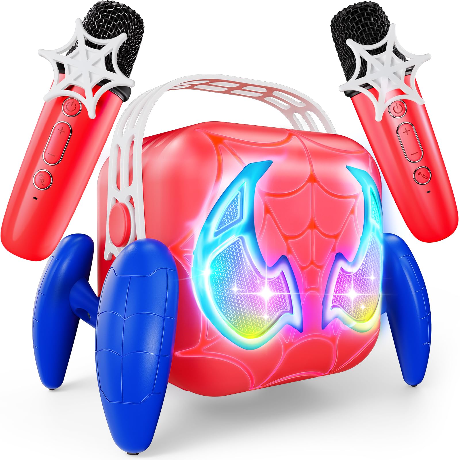 Karaoke per Bambini con 2 Microfoni Luci LED Regalo 3-12 Anni Maschio Giochi Compleanno Festa Natale