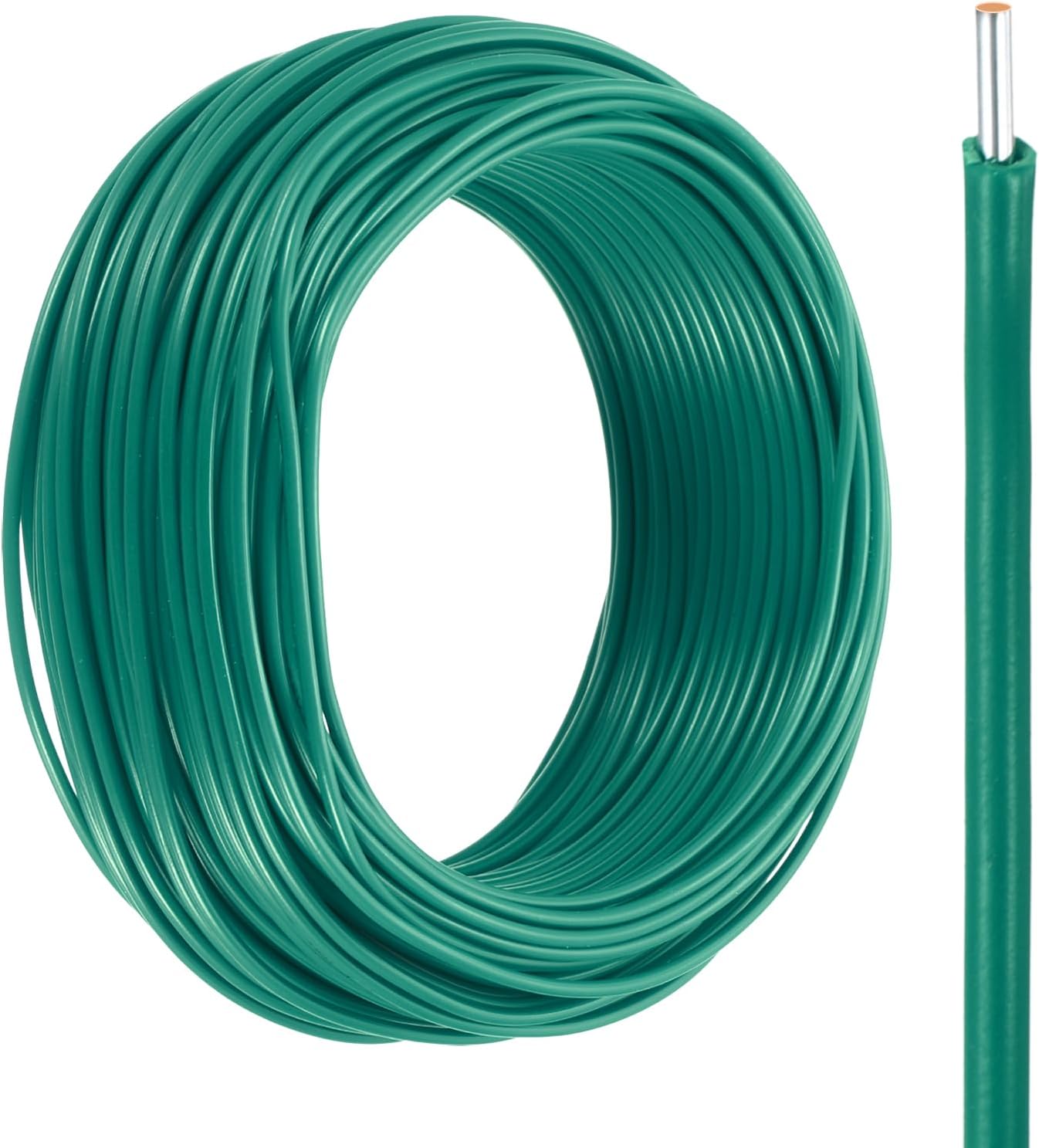 sourcing map UL1007 Solid Core Wire, 18 Gauge 100FT 300V 18 AWG Electrical Wire Tinned Copper PVC 80 Degree High Temp Internal Wiring for Fixed Installations, Appliances, Green