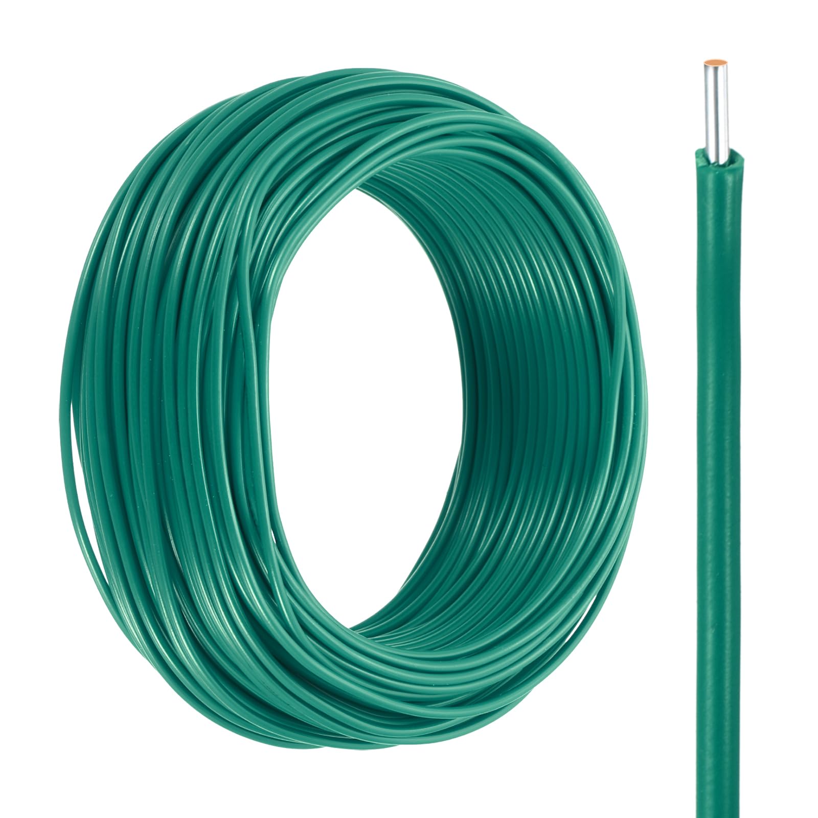 sourcing map UL1007 Solid Core Wire, 16 Gauge 100FT 300V 16 AWG Electrical Wire Tinned Copper PVC 80 Degree High Temp Internal Wiring for Fixed Installations, Appliances, Green
