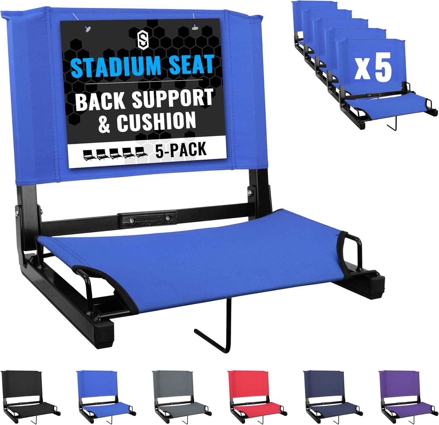 Sports Unlimited - Bleacher Chairs with Back and Cushion - Stadium Seats with Back Support Wide and Regular, Stadium Chair
