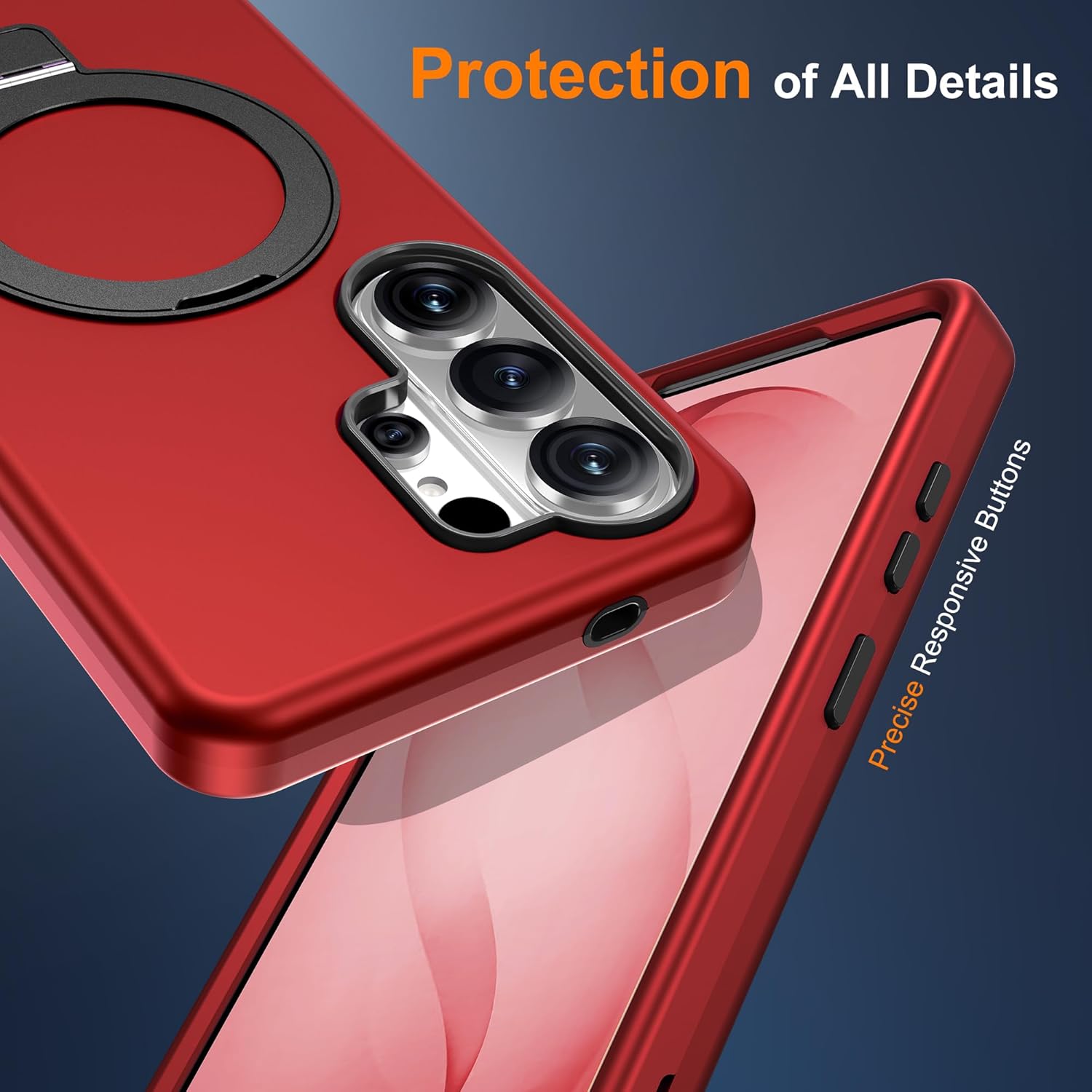 Compatible with Samsung Galaxy S26 Ultra Case with Magnetic Ring Stand [Compatible with Mag-Safe][Military Grade Drop Protection][Build in Kickstand] S26 Ultra Phone Case 6.9",Red