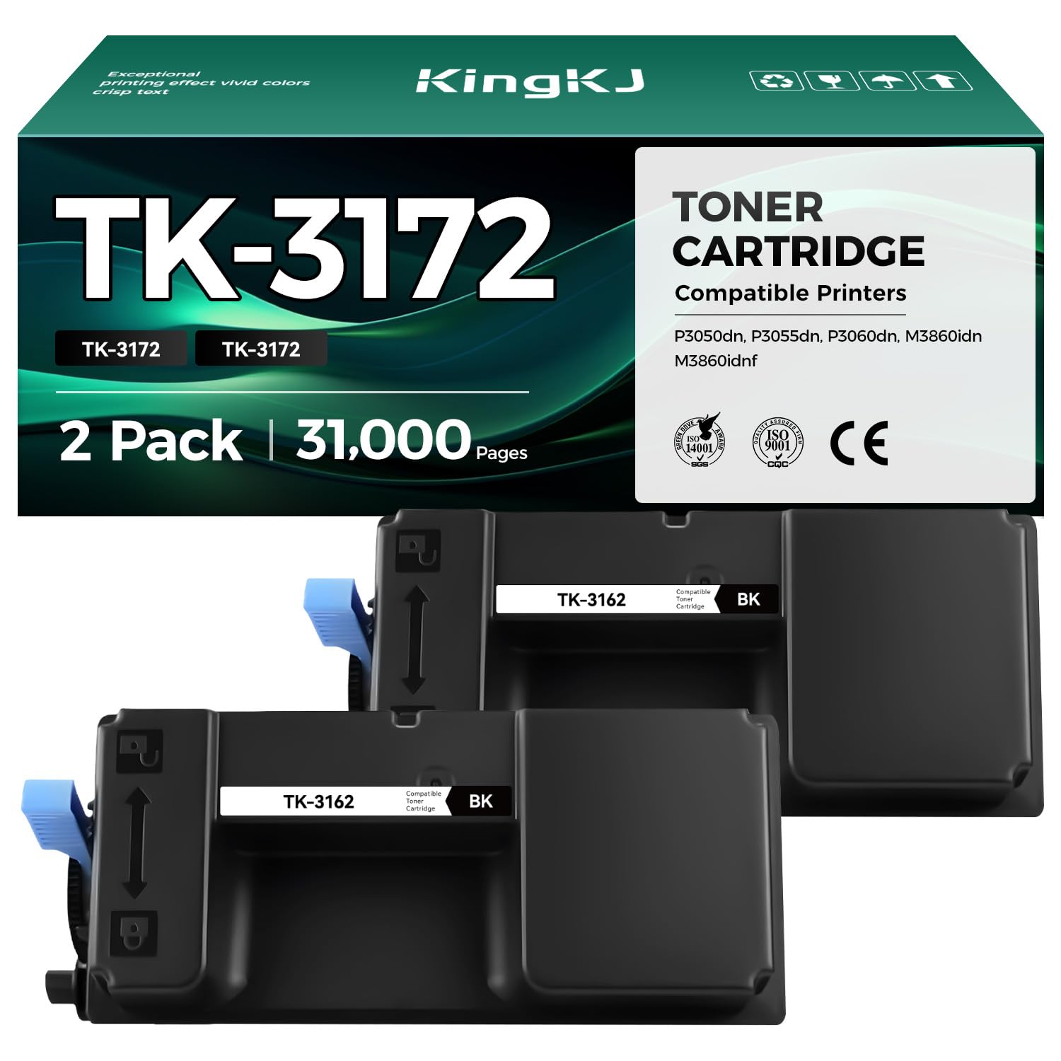 TK-3172 TK3172 Toner Cartridges 2-Pack High Capacity With Chip Replacement for Kyocera TK-3172 1T02T80US0 Compatible with ECOSYS P3050dn P3055dn P3060dn M3860idn M3860idnf Printers Ink Kit Monochrome